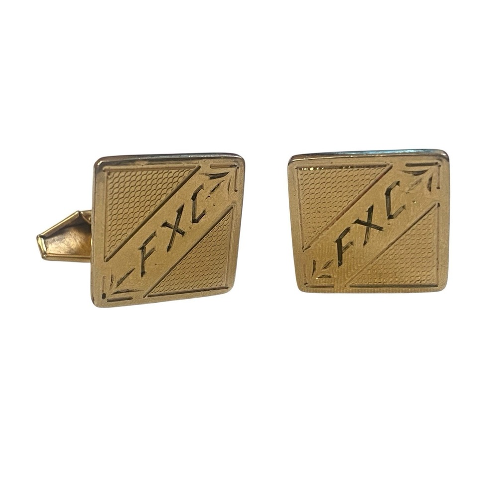 Vintage‎ Simmons Gold Tone Cufflinks Old Money Signed Engraved FXC